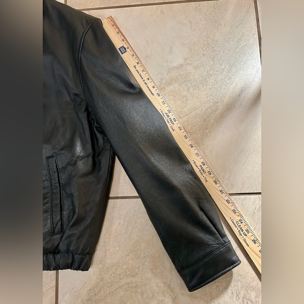 Men's Black Leather Classic Zip Jacket Quilted Lining Casual Pristine R&O Bomber - Picture 11 of 15